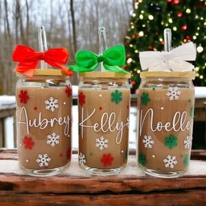 NAME & SNOWFLAKES custom name drinkware